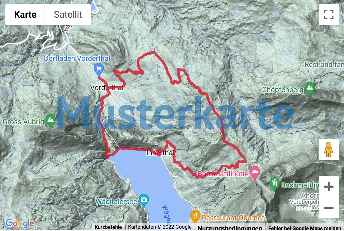 Übersichts-Routenkarte für die Winterwanderung von Blitzingen zum Chastebiel