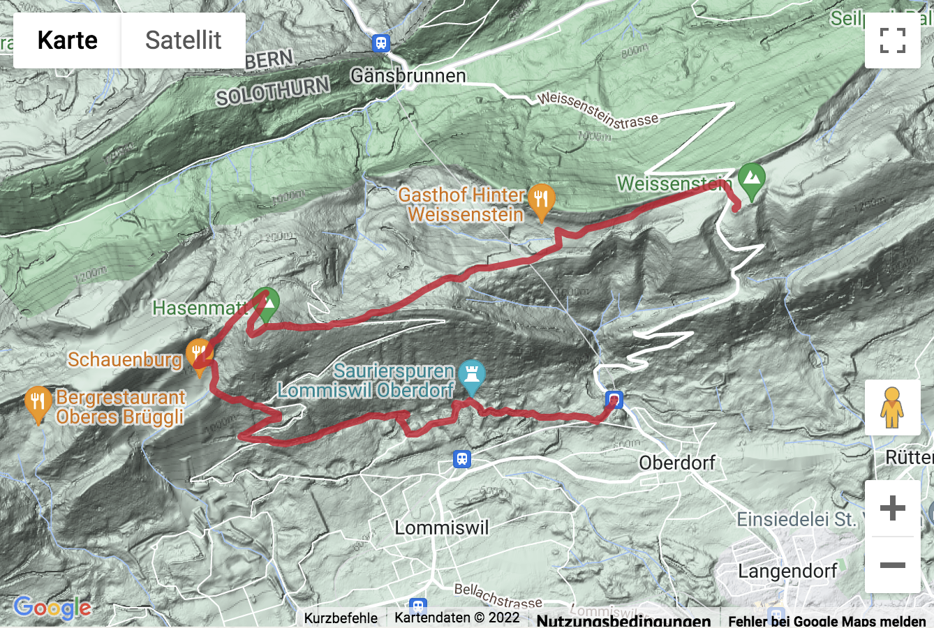 Carte de situation Randonnée à la Hasenmatt et au Weissenstein