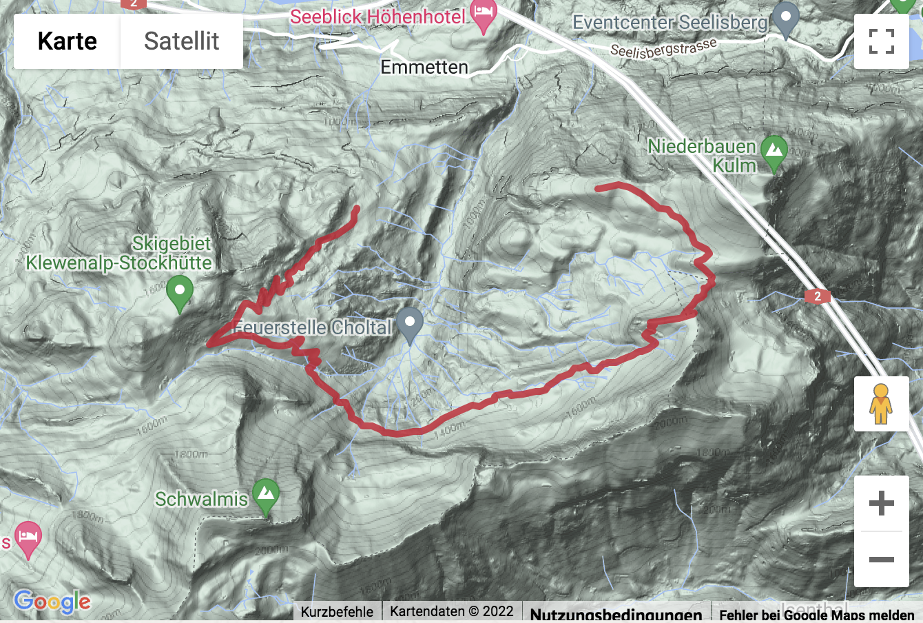Carte de situation Randonnée panoramique Stockhütte - Niederbauen