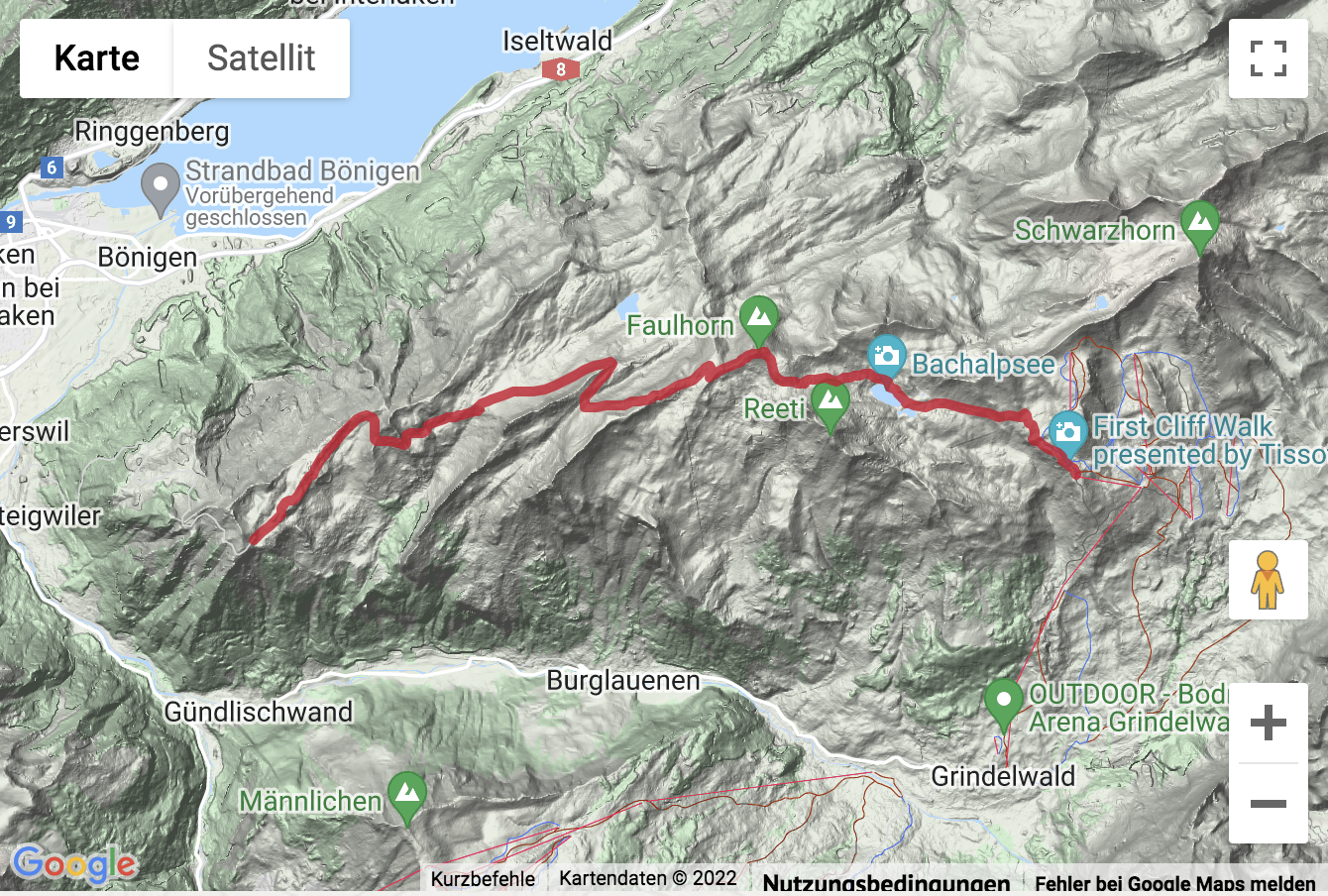 Carte de situation Panoramawanderung Schynige Platte - Faulhorn - First