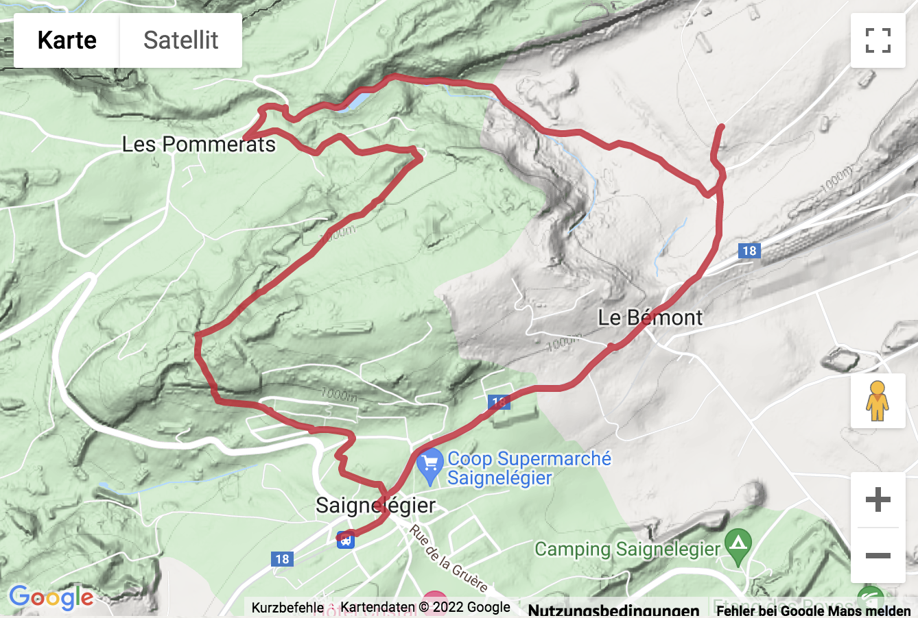 Carte de situation Rando sur le plateau des Franches-Montagnes