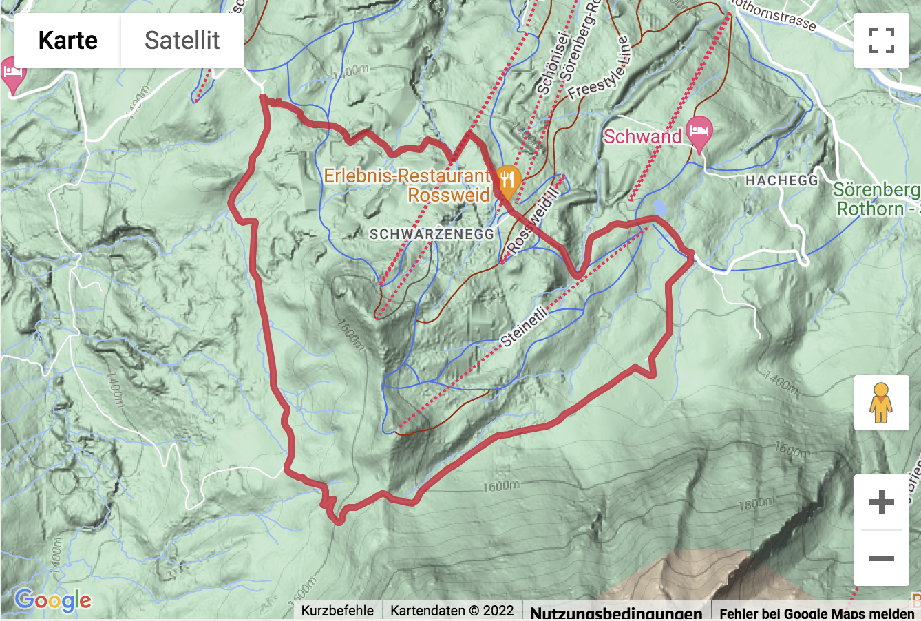 Übersichts-Routenkarte für die Rundwanderung von Sörenberg-Rossweid über die Blattenegg