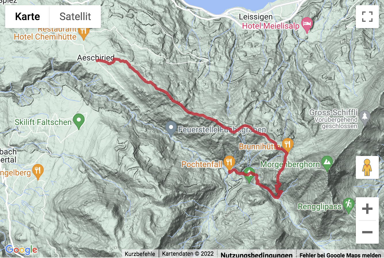 Carte de situation Wanderung im Suldtal zum Pochtenfall und zur Alp Brunni
