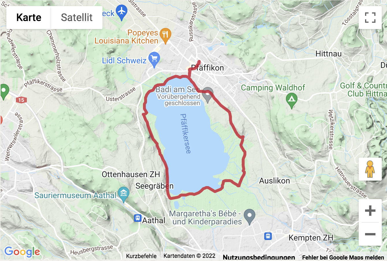 Carte de situation Randonnée autour le lac de Pfäffikon
